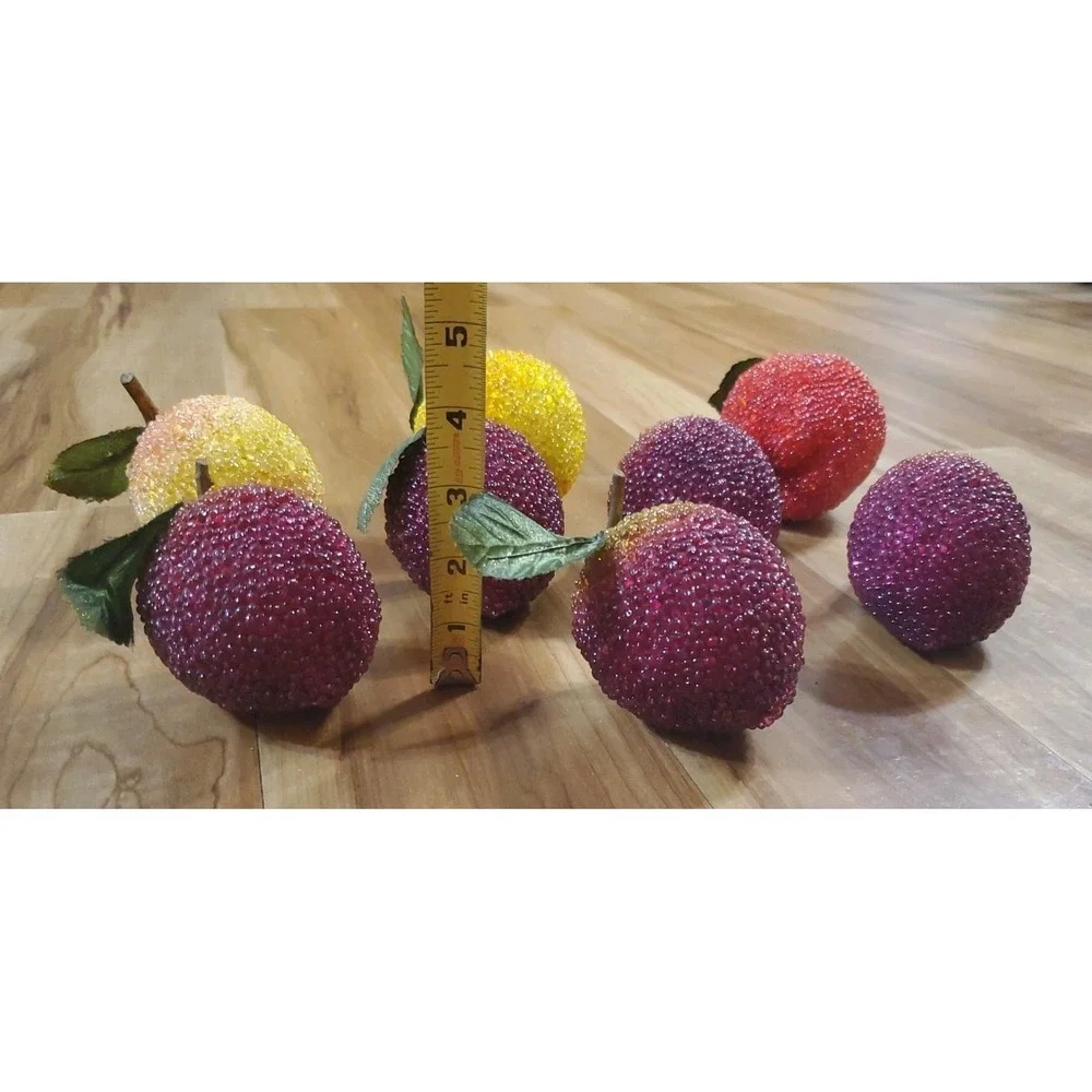 Vintage Beaded Jeweled Sugared Faux Fruit Holiday Tabletop Decor Variety